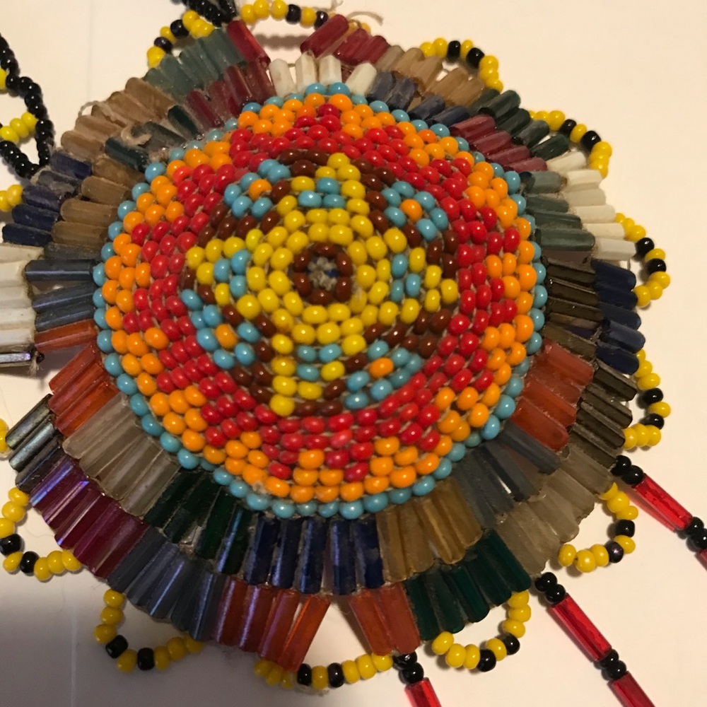 Vintage Huichol Indian carefully preserved beaded necklace 16”long